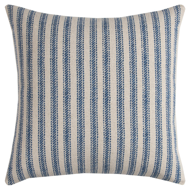 BLUE TICKING STRIPE URBAN FARMHOUSE PILLOW