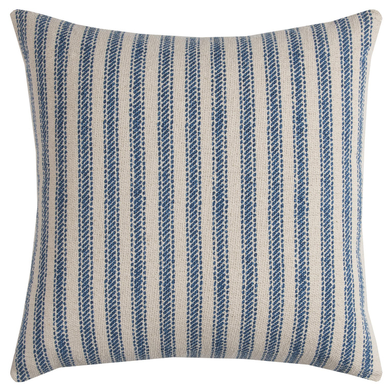 KRAUSE BLUE TICKING STRIPE URBAN FARMHOUSE THROW PILLOW