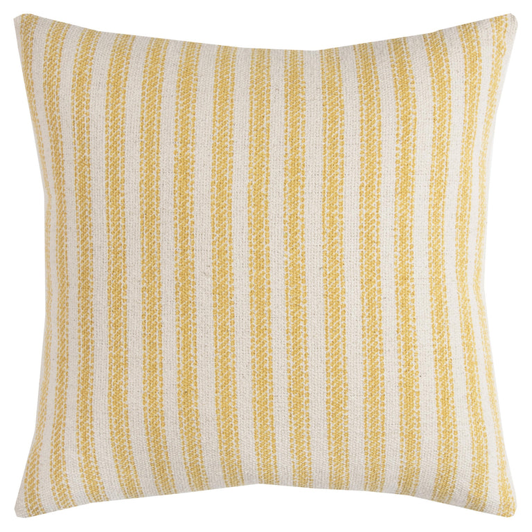 YELLOW TICKING STRIPE URBAN FARMHOUSE PILLOW