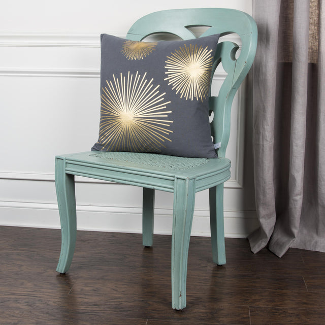 GRAY  STAR BURST ART DECO PILLOW