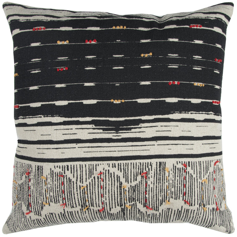 DOHN BLACK  STRIPE BOHO CRAFT THROW PILLOW