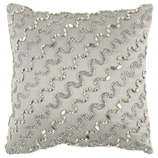 GRAY  DIAGONAL STRIPE GLAM PILLOW