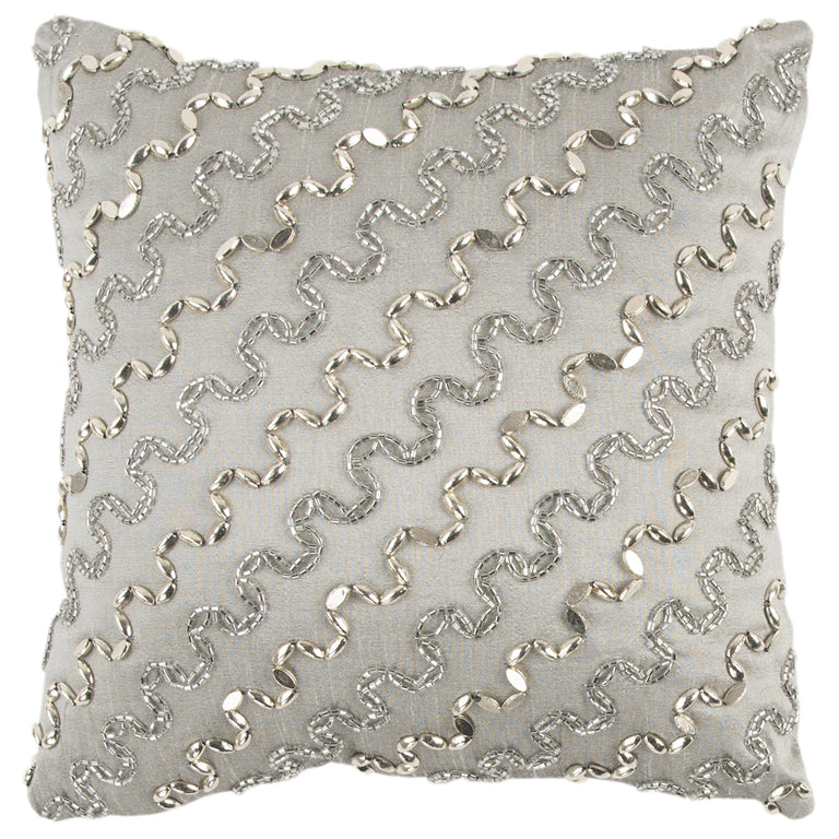 GRAY  DIAGONAL STRIPE GLAM PILLOW