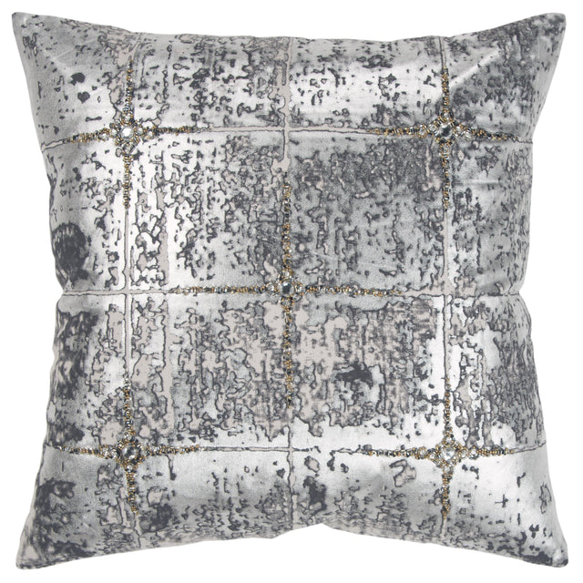 METALLIC SILVER ABSTRACT VINTAGE CHIC PILLOW