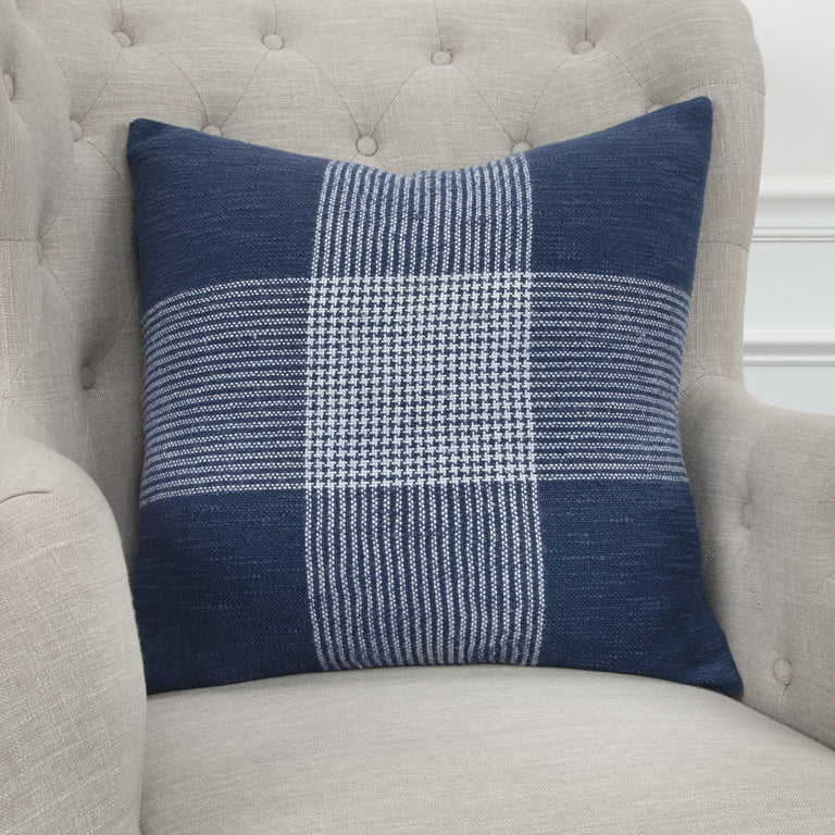 BLUE PLAID MODERN MOUNTAIN PILLOW