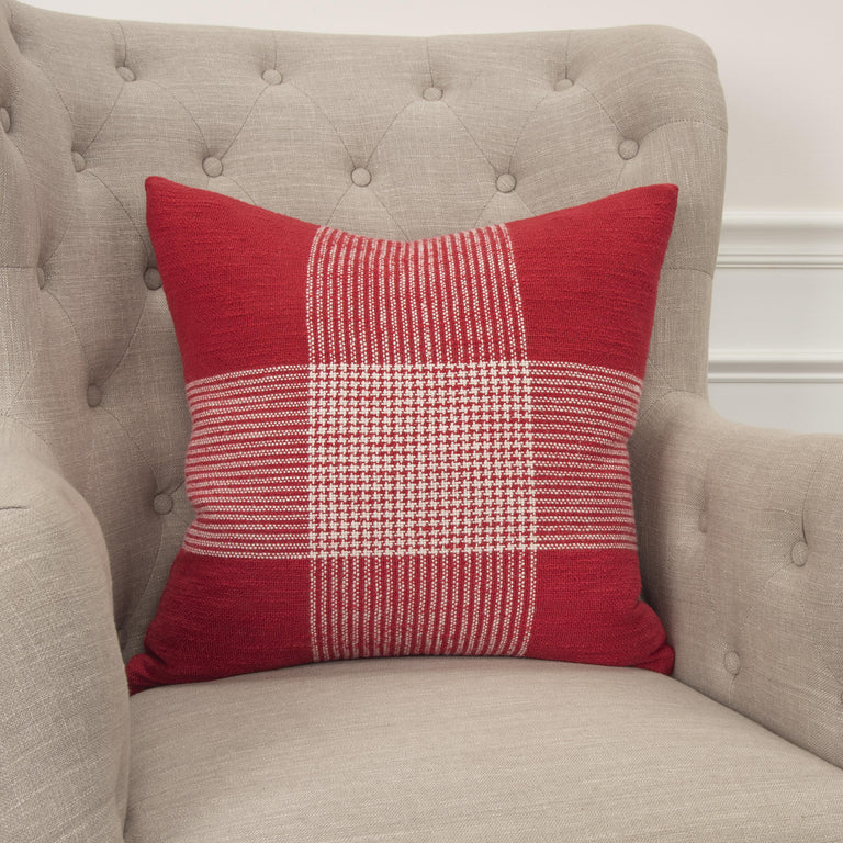 RED  PLAID MODERN MOUNTAIN PILLOW