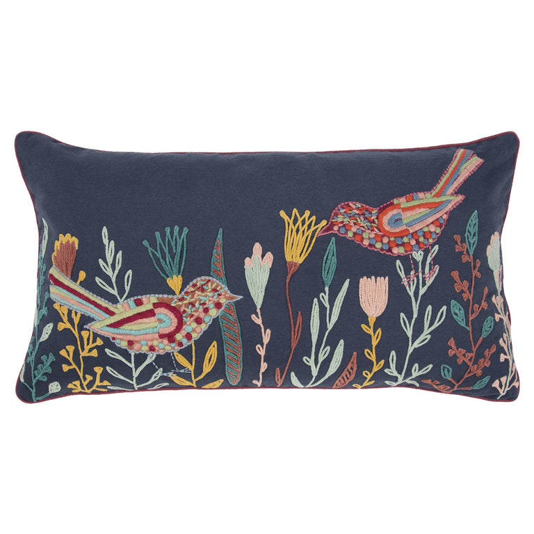 YELLOW BOTANICAL WITH BIRDS MODERN INDUSTRIAL PILLOW