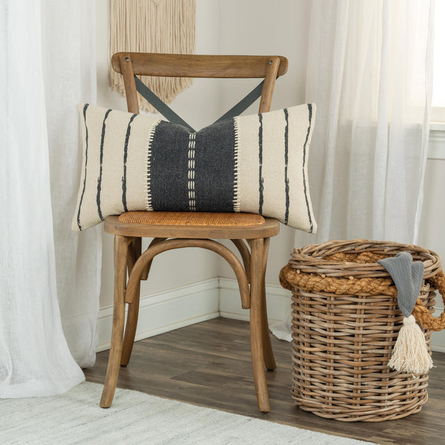 GRAY STRIPE MODERN INDUSTRIAL PILLOW