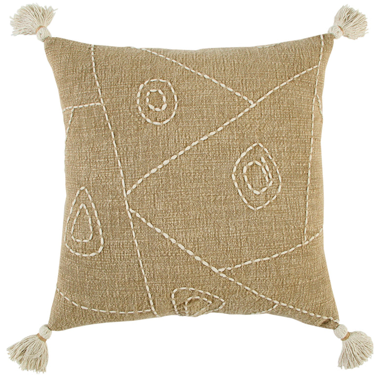 KHAKI HIEROGLYPHICS MODERN INDUSTRIAL PILLOW