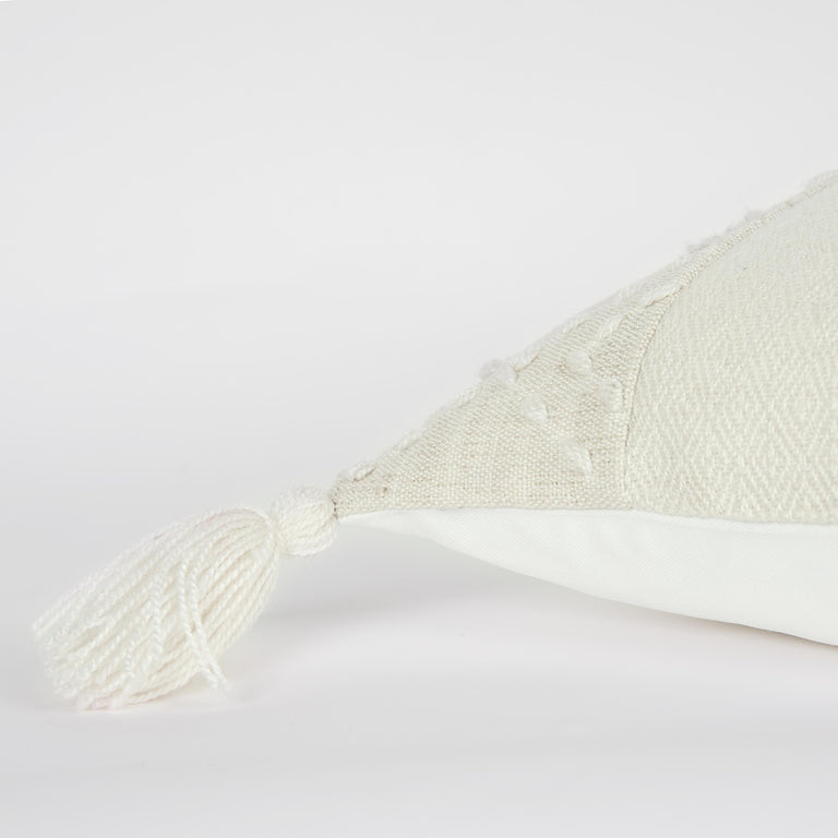 ASMUSSEN IVORY/IVORY COLOR BLOCK MODERN INDUSTRIAL THROW PILLOW