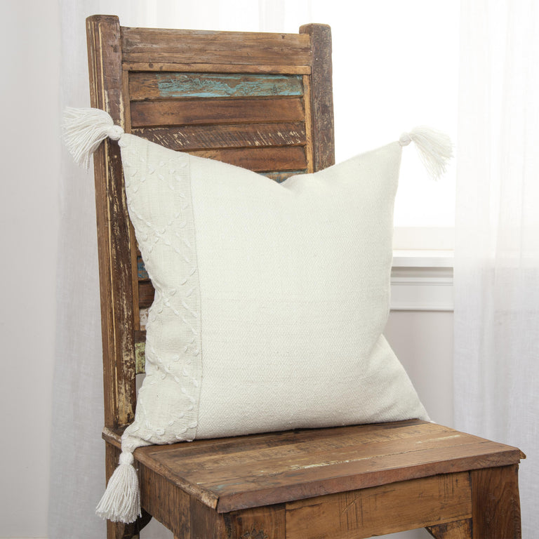 ASMUSSEN IVORY/IVORY COLOR BLOCK MODERN INDUSTRIAL THROW PILLOW