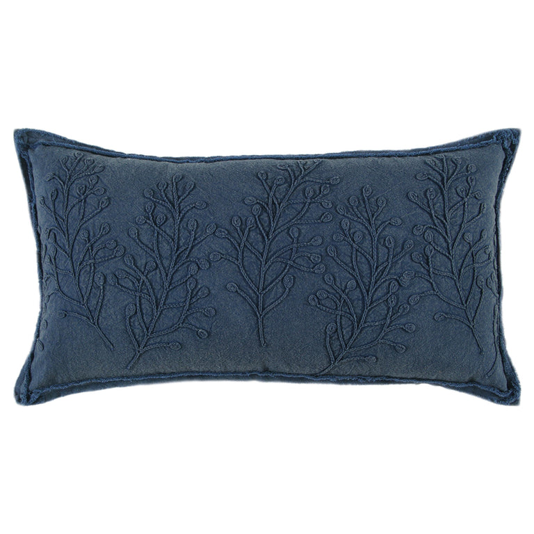 DARK BLUE BOTANICAL MODERN INDUSTRIAL PILLOW