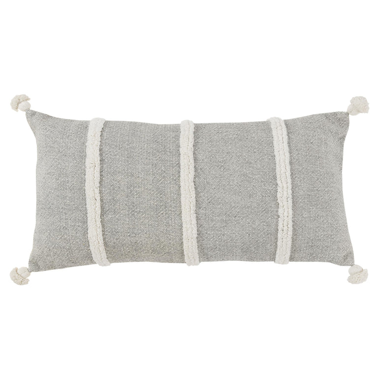 THERKILDSEN LIGHT GREY  STRIPE MODERN INDUSTRIAL THROW PILLOW