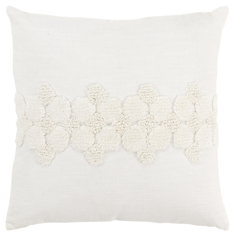 DUE IVORY TONAL GEOMETRIC VINTAGE THROW PILLOW