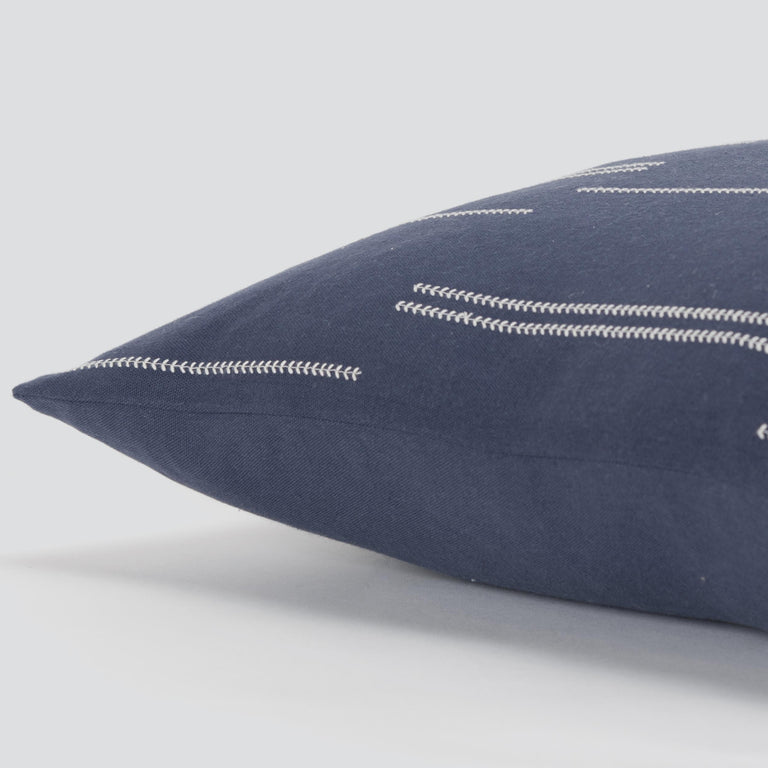 BISGAARD BLUE BROKEN STRIPE MODERN INDUSTRIAL THROW PILLOW