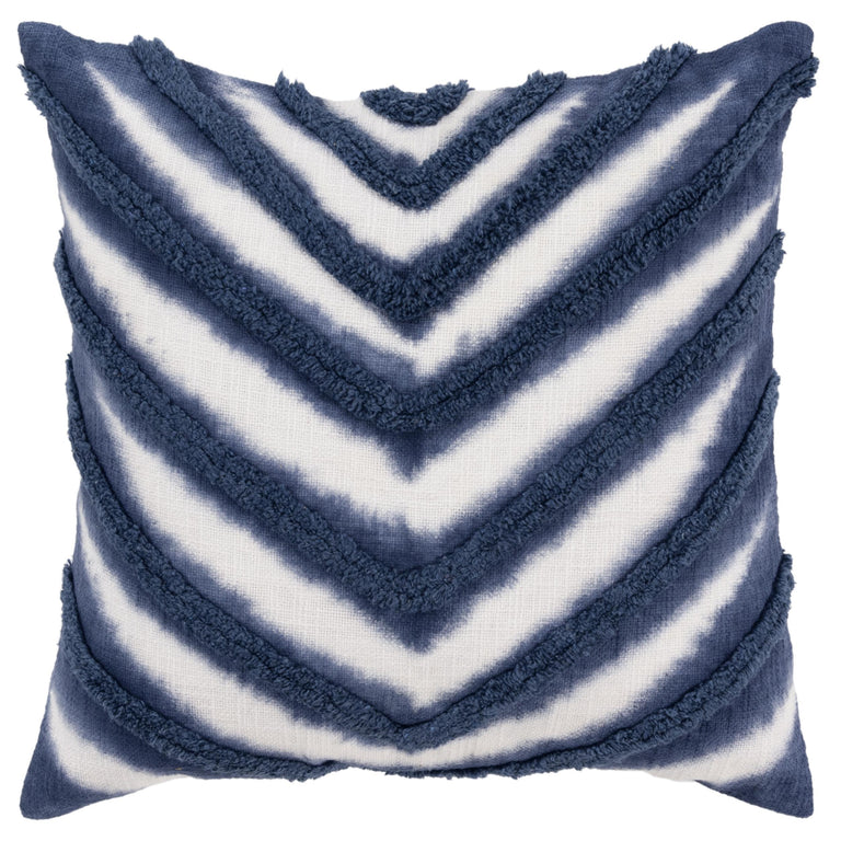 BLUE CHEVRON BOHO PILLOW