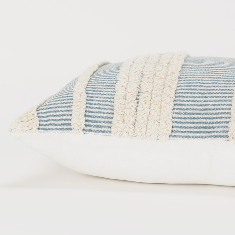 TEAL/NATURAL  STRIPE BOHO PILLOW