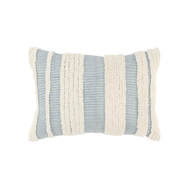 TEAL/NATURAL  STRIPE BOHO PILLOW