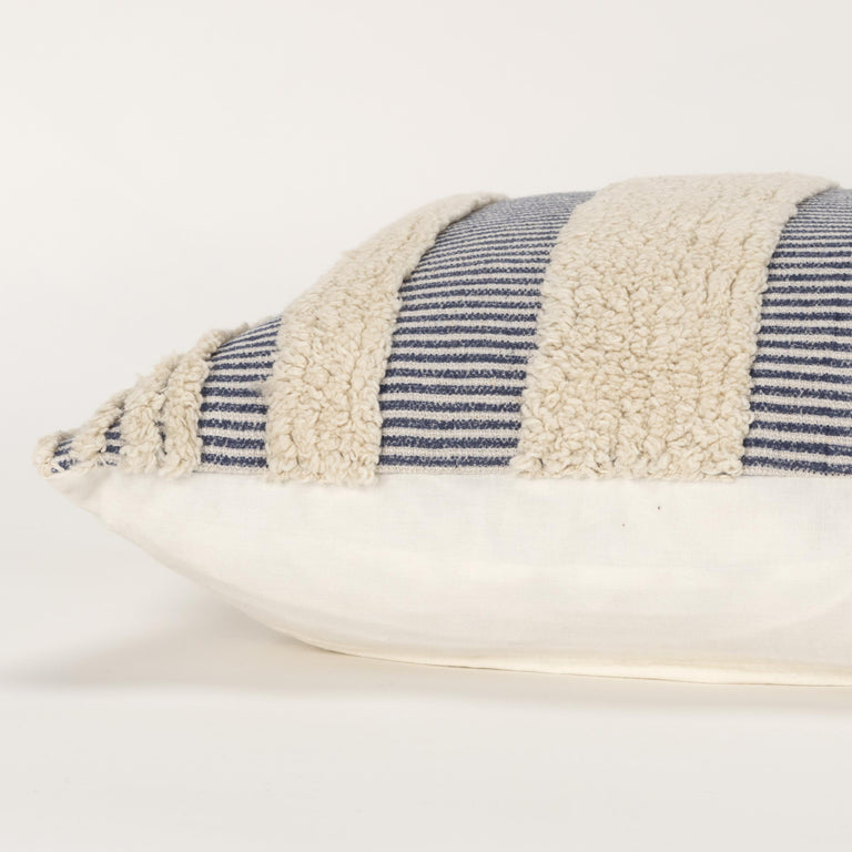 WESTERGAARD NAVY/NATURAL  STRIPE BOHO THROW PILLOW