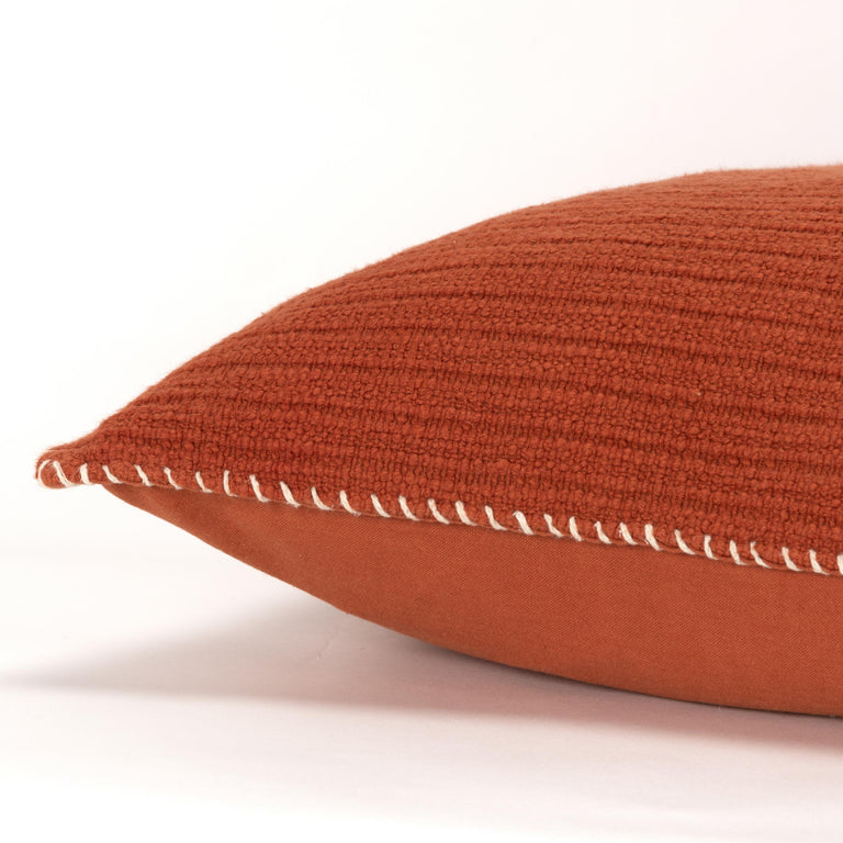 VILHELMSEN BURNT ORANGE STRIPE PATTERNED SOLID MODERN INDUSTRIAL THROW PILLOW