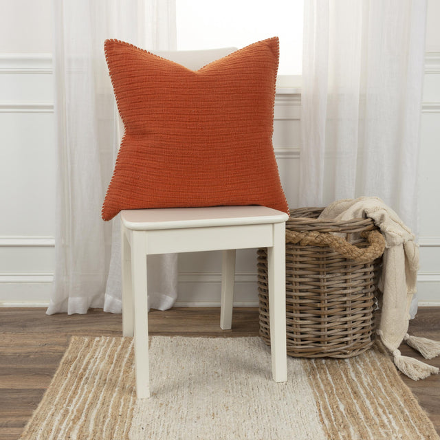 BURNT ORANGE STRIPE PATTERNED SOLID MODERN INDUSTRIAL PILLOW