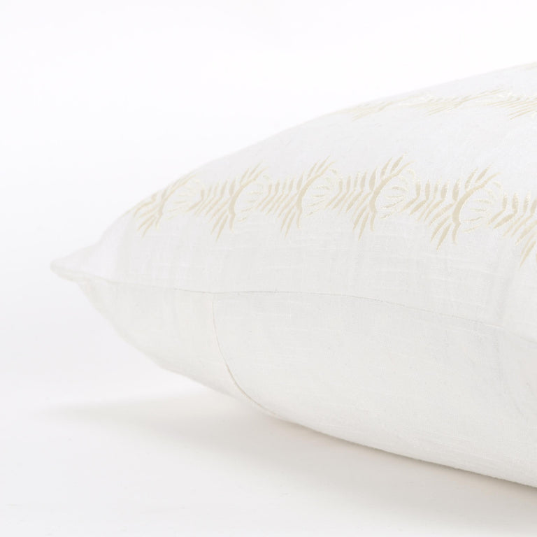 WHITE  BOTANICAL STRIPE MODERN COTTAGE PILLOW