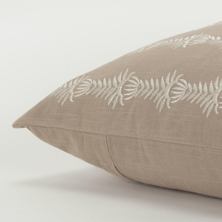 NICOLAISEN IVORY BOTANICAL STRIPE MODERN COTTAGE THROW PILLOW