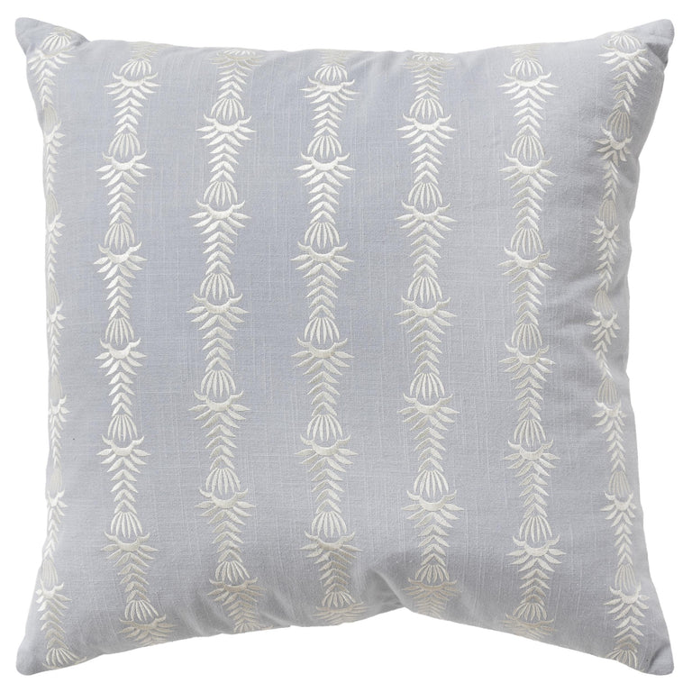 SMITHE BLUE BOTANICAL STRIPE MODERN COTTAGE THROW PILLOW