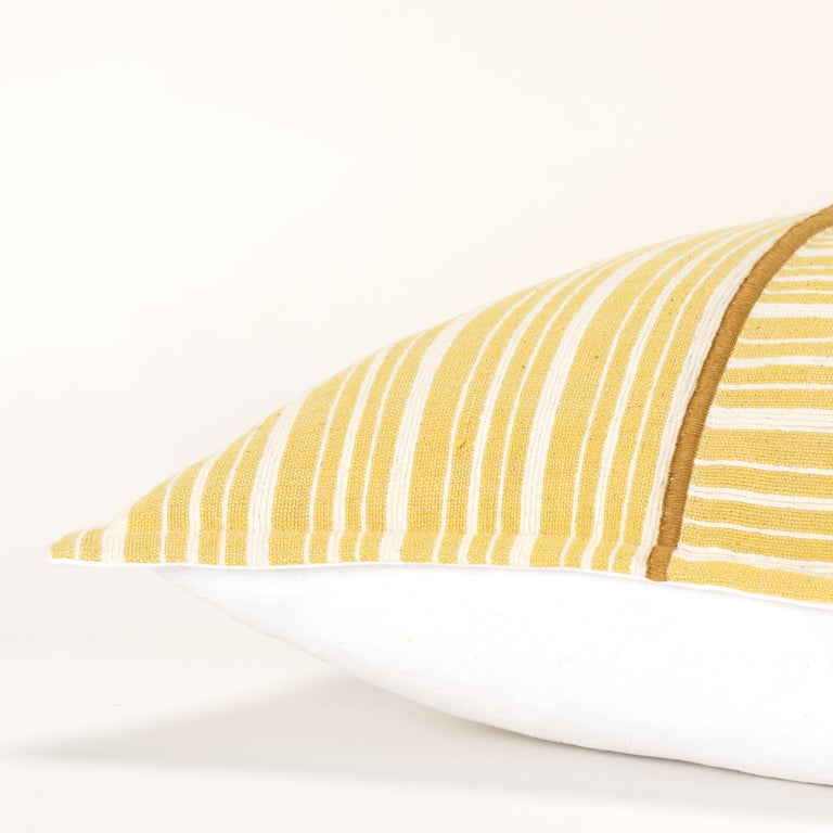 MOURITSEN YELLOW STRIPE MODERN INDUSTRIAL THROW PILLOW