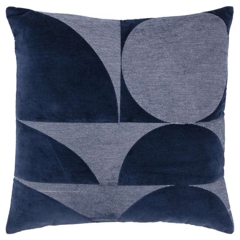 CHRISTOPHERSEN DARK BLUE GEOMETRIC ART DECO THROW PILLOW