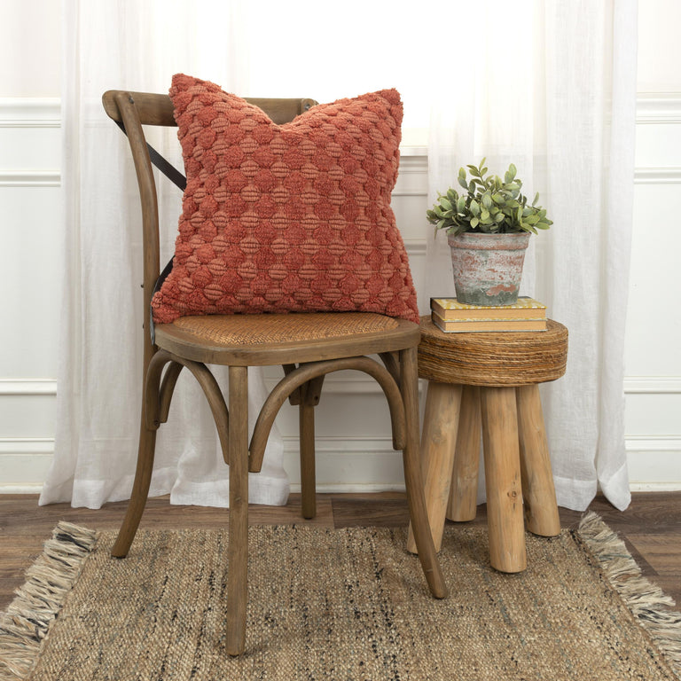 BURNT ORANGE STRIPE PATTERNED SOLID MODERN INDUSTRIAL PILLOW