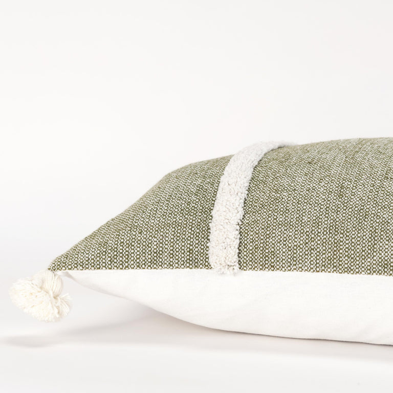 MOSS GREEN STRIPE MODERN INDUSTRIAL PILLOW