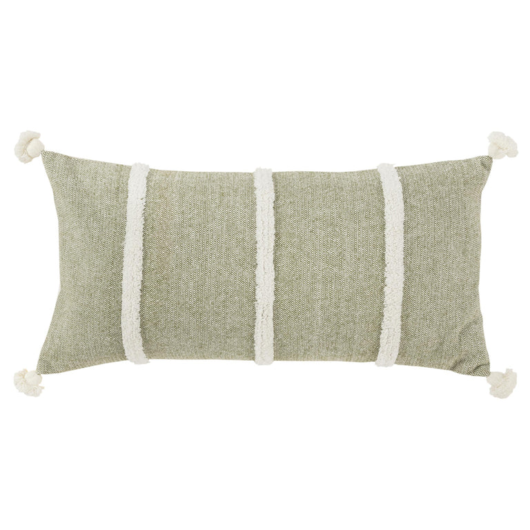 FABRICIUS MOSS GREEN STRIPE MODERN INDUSTRIAL THROW PILLOW