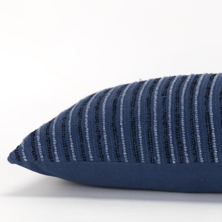 KHAN DARK BLUE STRIPE PATTERNED SOLID MODERN INDUSTRIAL THROW PILLOW