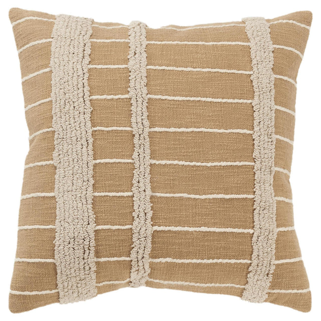 BJØRN NATURAL  STRIPE MODERN FARMHOUSE THROW PILLOW