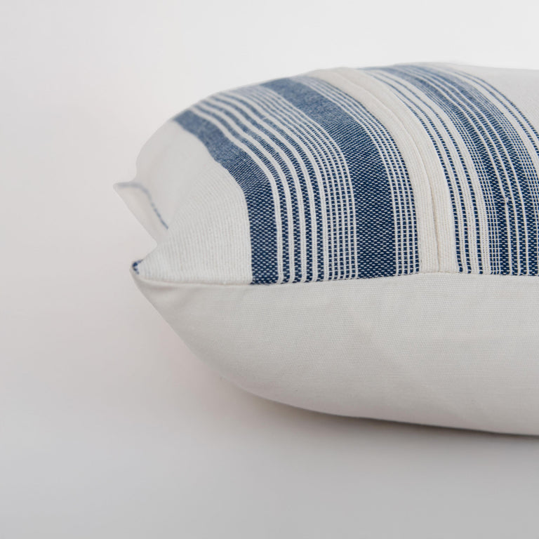 WHITE STRIPE COASTAL PILLOW