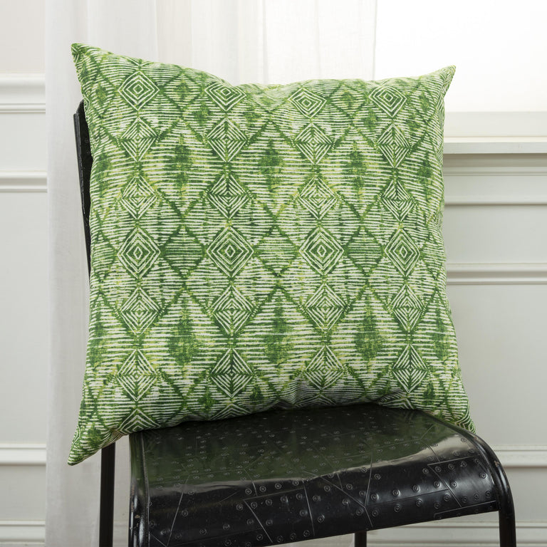 HESSELBERG DARK GREEN BATIK PATTERN THROW PILLOW