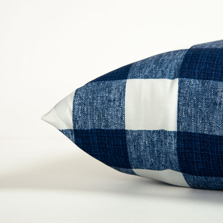 NAVY PLAID FARMHOUSE PILLOW