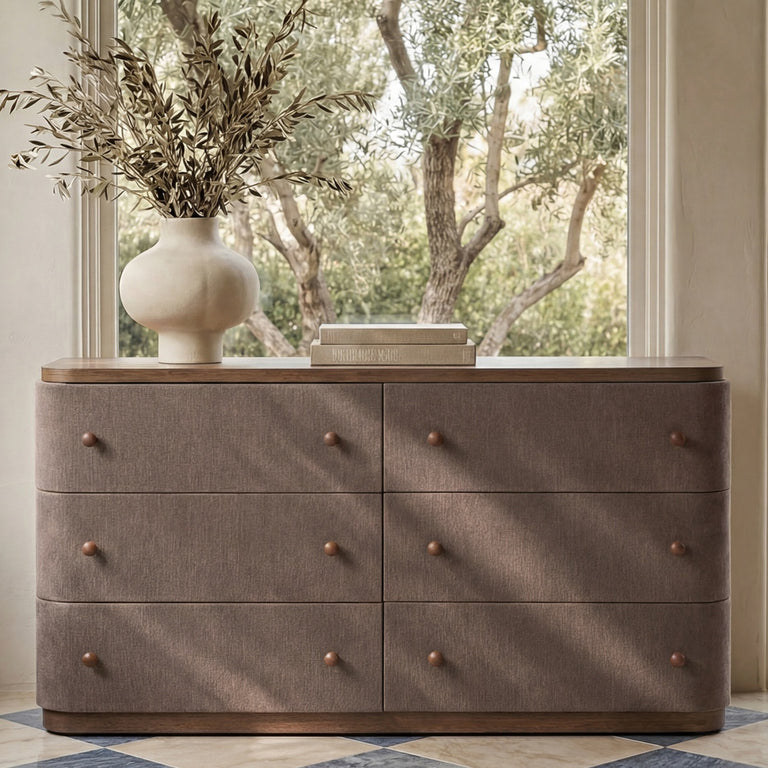 SIMONE 6 DRAWER DRESSER BROWN