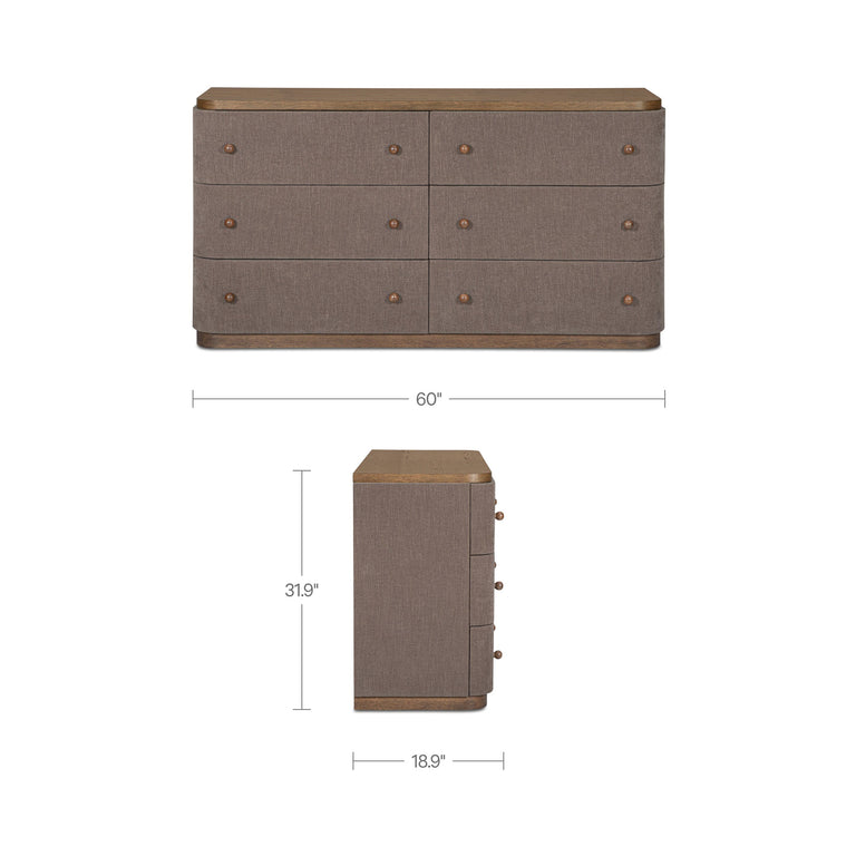SIMONE 6 DRAWER DRESSER BROWN