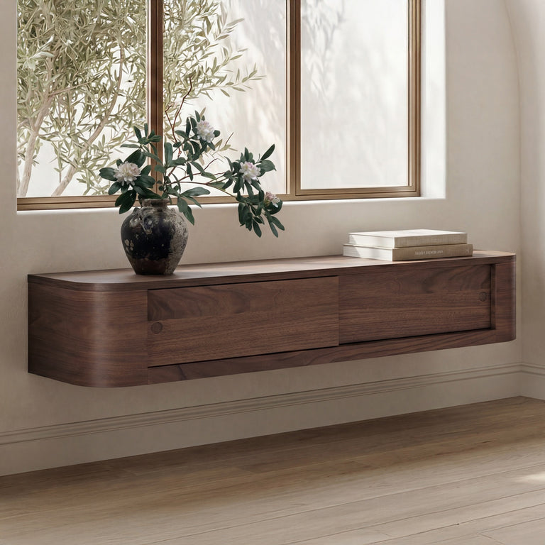 ROUND OFF FLOATING CONSOLE TABLE NATURAL