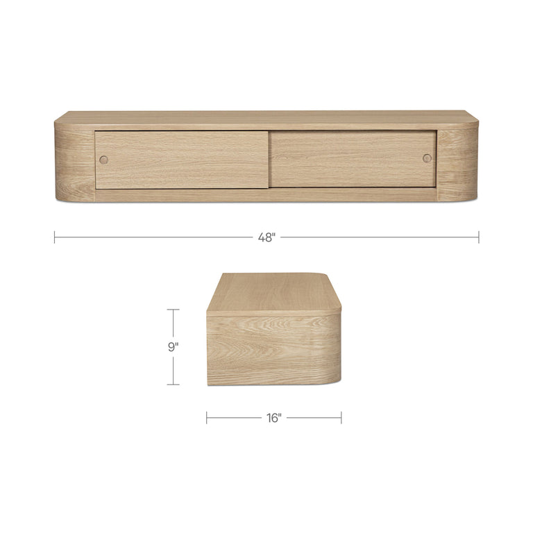 ROUND OFF FLOATING CONSOLE TABLE NATURAL