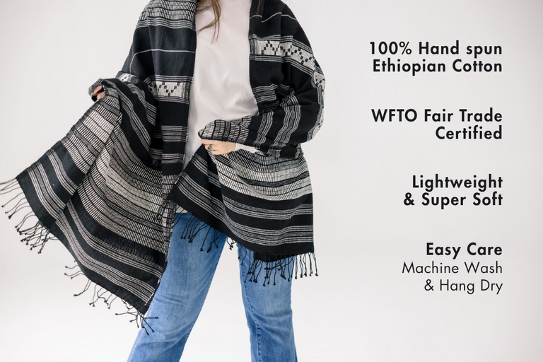 TABOR HANDWOVEN ETHIOPIAN COTTON SHAWL | APPAREL