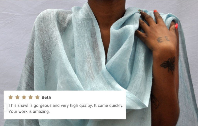 TELBA PURE LINEN HANDWOVEN SHAWL | APPAREL