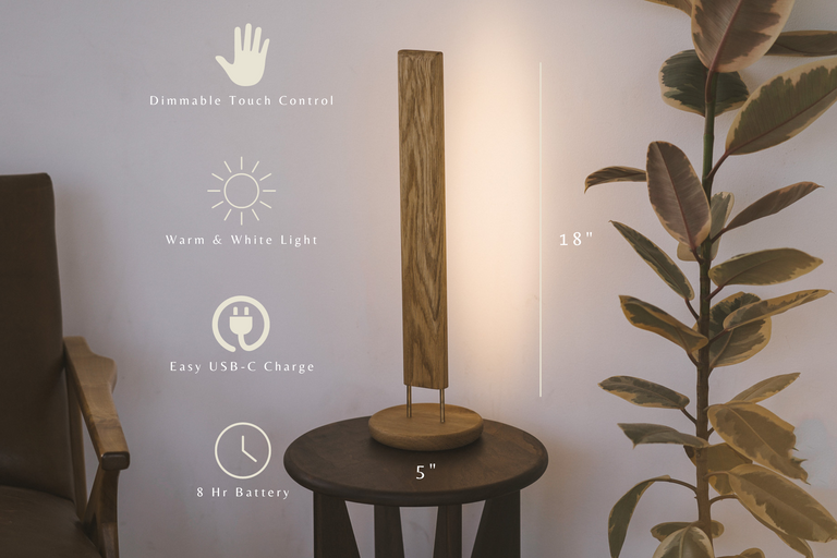 Portable Elevate Bedside Lamp Rechargable by the Iron Roots Designs | Local SF Artisan Craft | LIGHTING