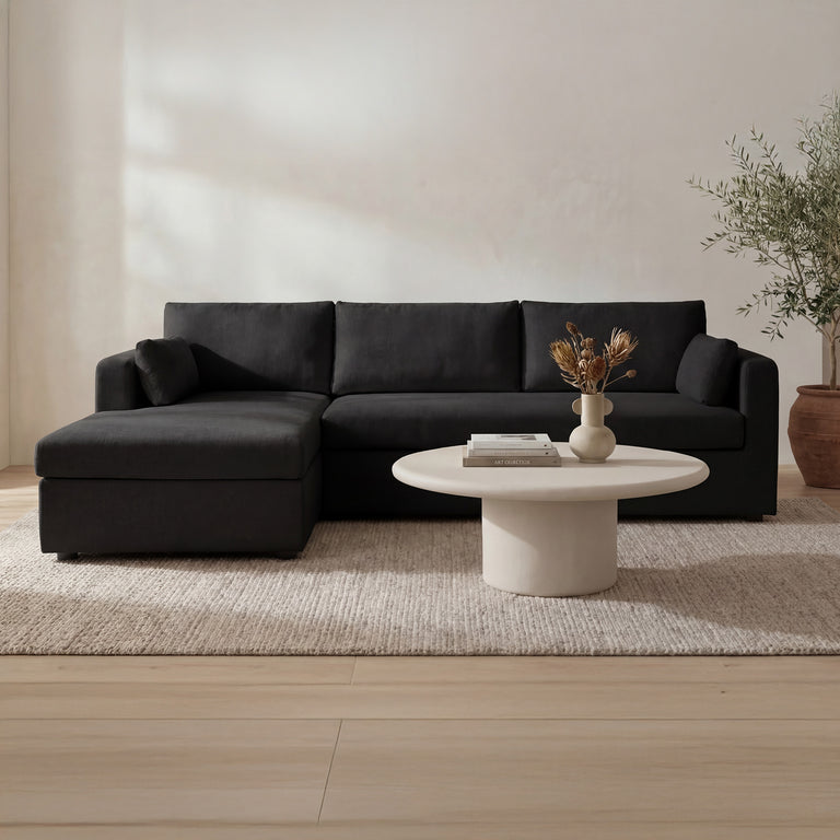 BURROW SLEEPER SECTIONAL WITH STORAGE CHAISE BLACK LEFT