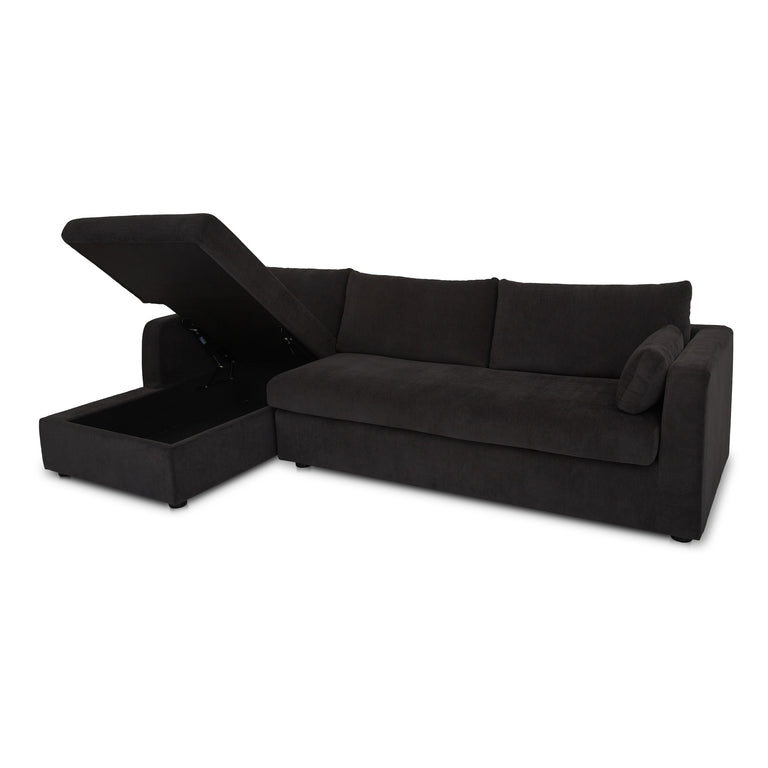 BURROW SLEEPER SECTIONAL WITH STORAGE CHAISE BLACK LEFT