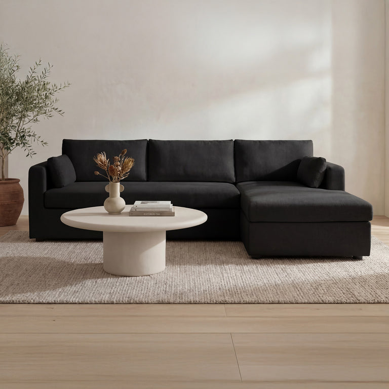 BURROW SLEEPER SECTIONAL WITH STORAGE CHAISE BLACK LEFT