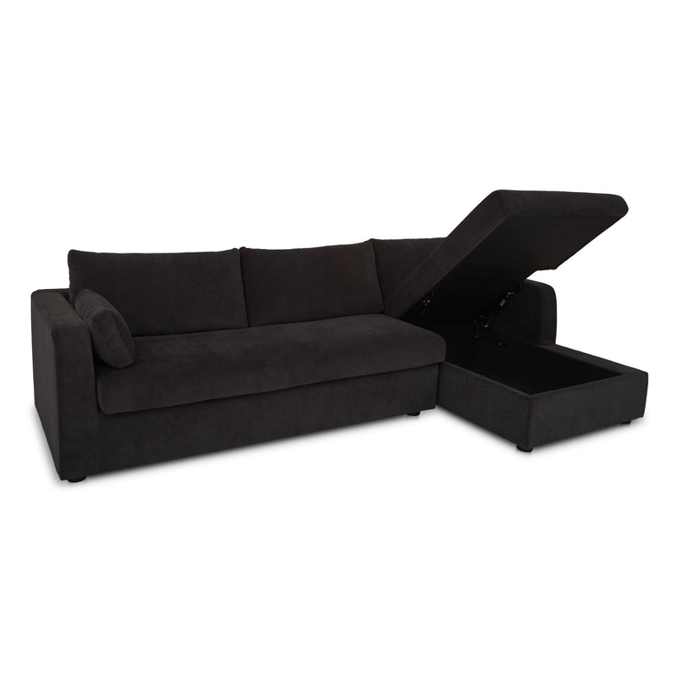 BURROW SLEEPER SECTIONAL WITH STORAGE CHAISE BLACK LEFT
