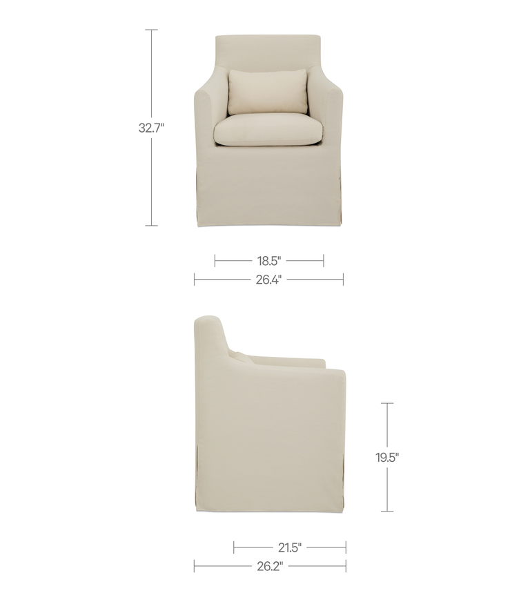 LYDIA OUTDOOR SLIPCOVER DINING CHAIR CREAM